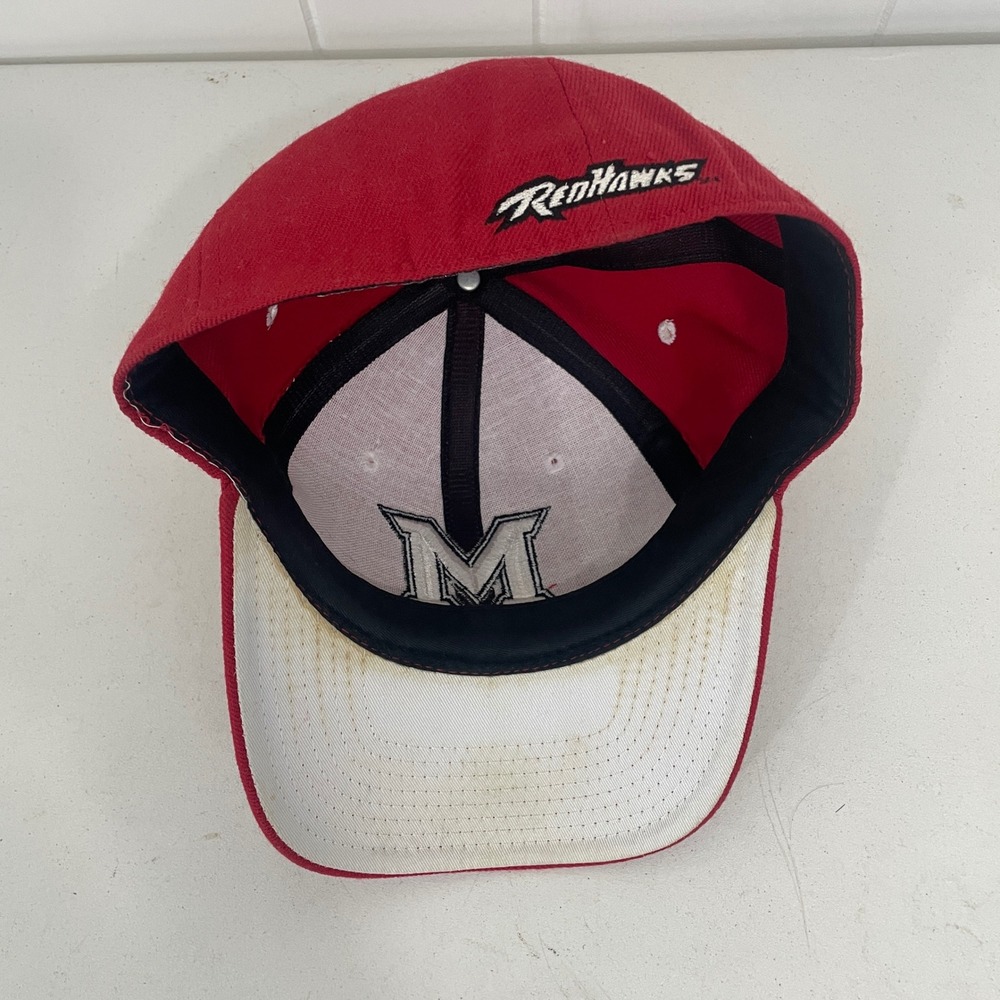 VTG Zephyr Miami RedHawks M Logo Fitted Hat Cap 7 1/4 Red Collegiate Mens - Picture 5 of 8